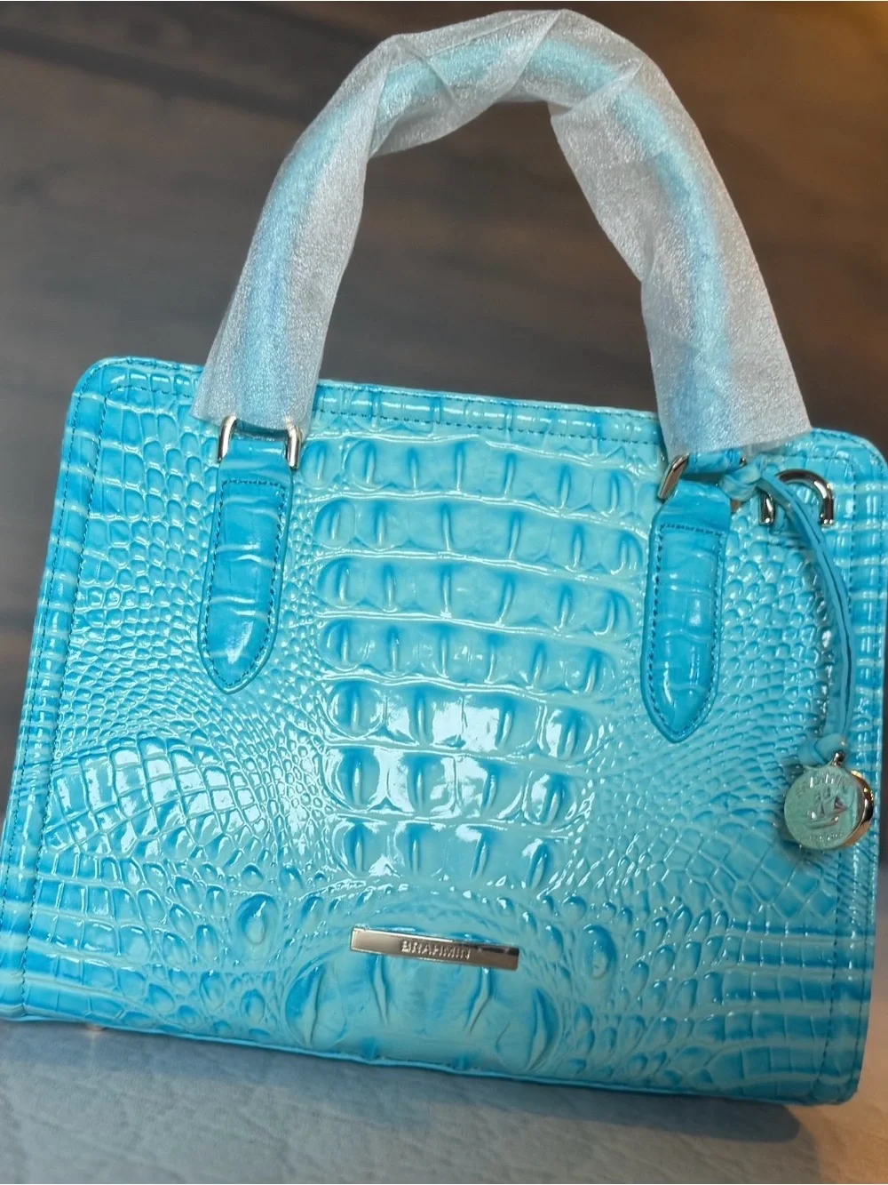 BRAHMIN TROPIC BLUE CAMI SATCHEL NWT Turquoise Tropical